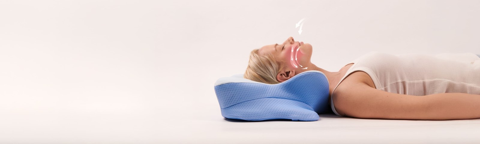 Illustration of improved airway alignment while sleeping on the Derila Ergo pillow